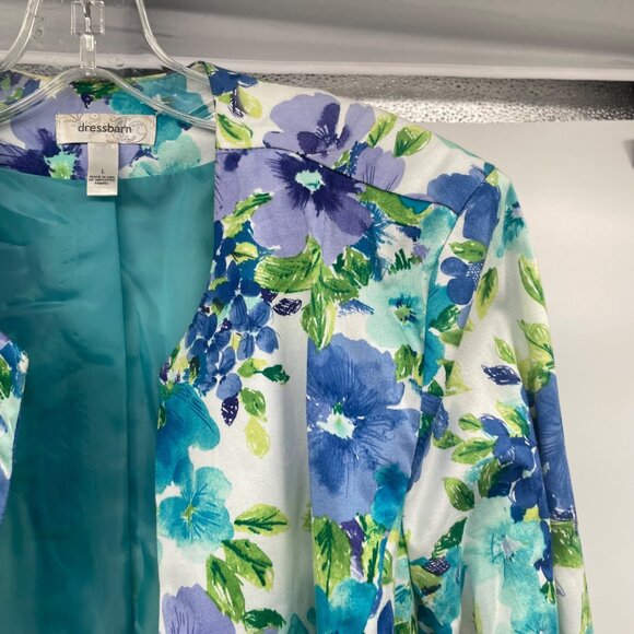 Dressbarn Floral Blazer 3/4 Sleeve Open Front Multicolor Shoulder Pads Sz Large - Picture 4 of 9